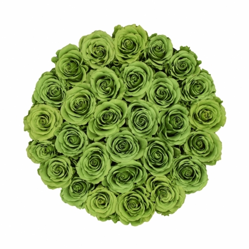 Букет из 29 зеленых роз в коробке