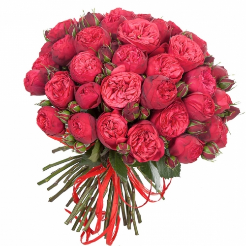 Букет из 51 красной пионовидной розы